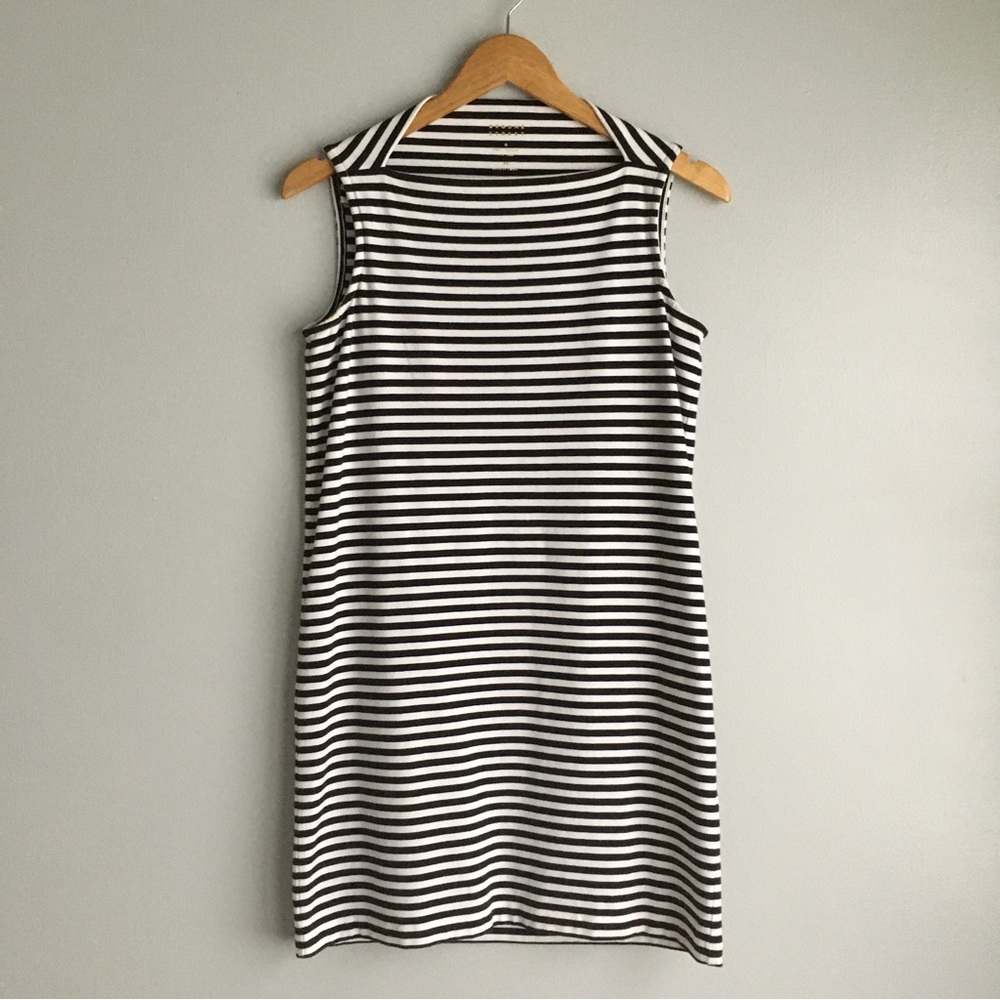 Kate Spade Broome Street womens black cream stripe dress size XS